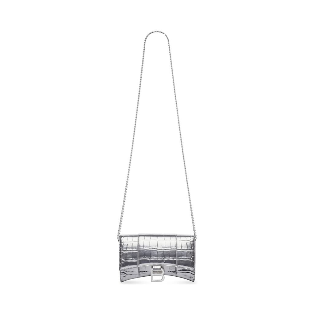 Balenciaga Portefeuille Avec Chaîne Hourglass en Argent – vue 1