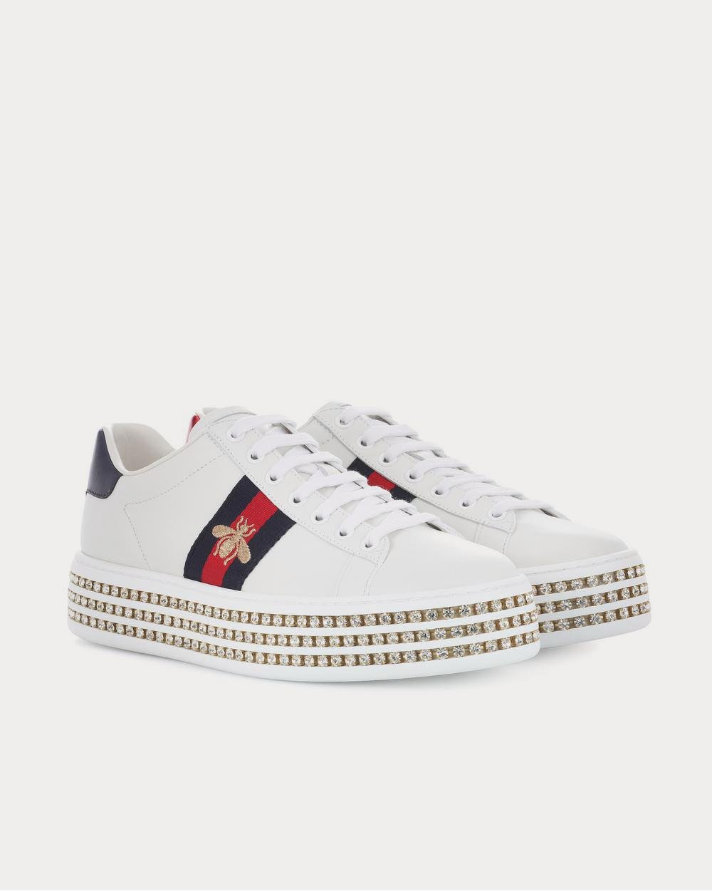Baskets basses Gucci Ace en cuir à plateforme Bianco – Image 2