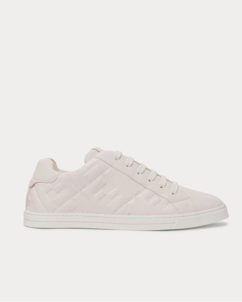 Baskets basses blanches en cuir avec logo Fendi