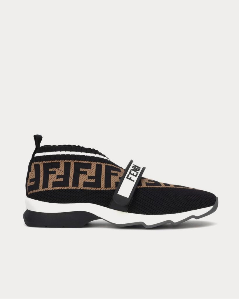 Baskets basses noires en maille Fendi Rockoko
