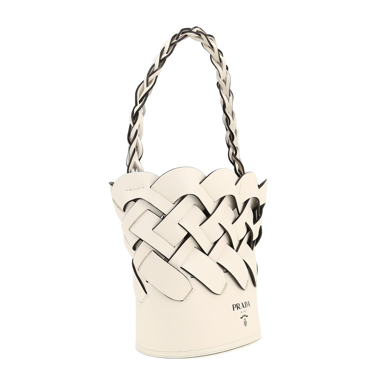 Sac à main Prada Bucket bag en cuir blanc – Image 2