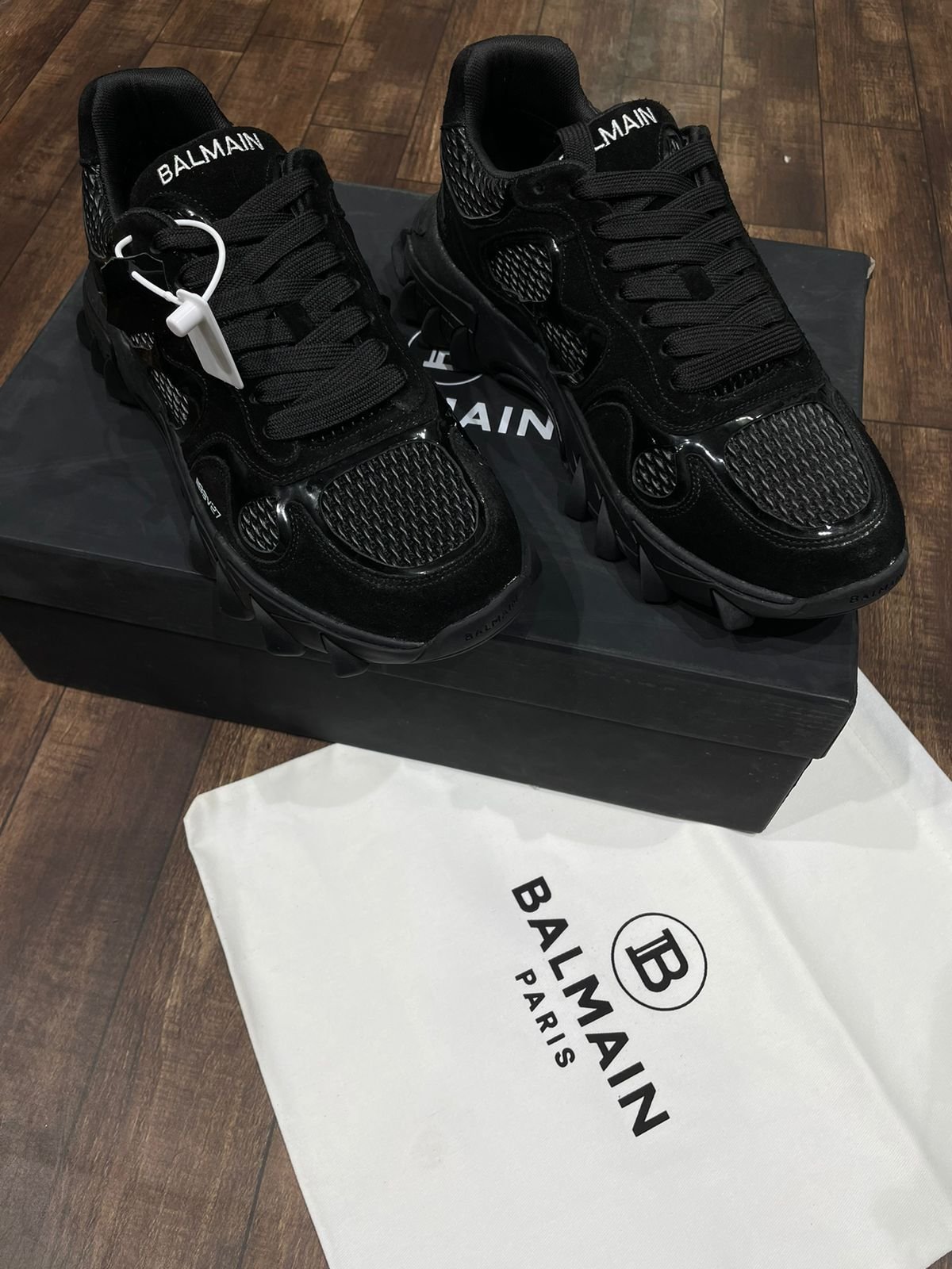 BALMAIN || BASKETS À LOGO COMBO B-EAST NOIRES