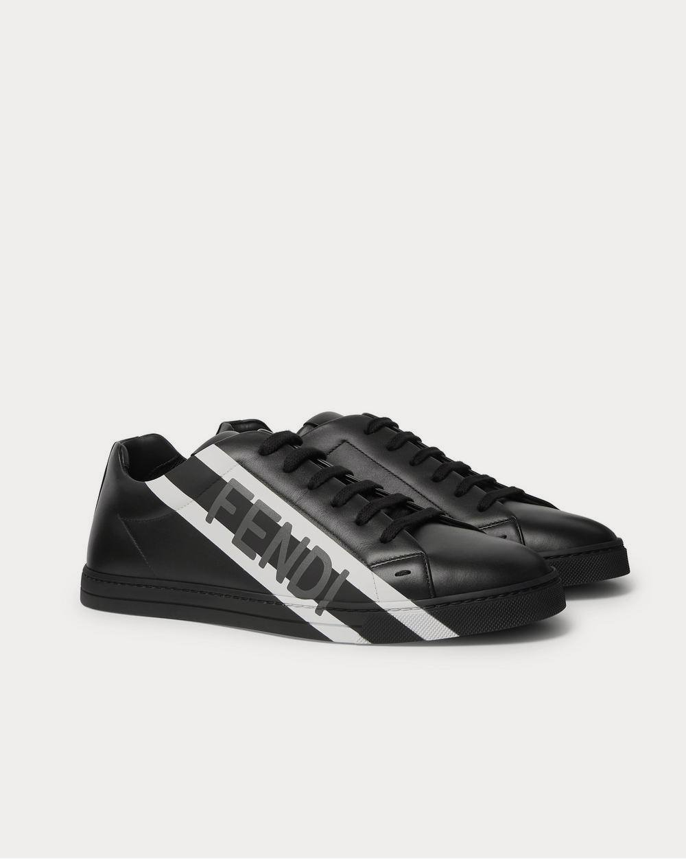 Baskets basses noires en cuir à imprimé logo Fendi – Image 2