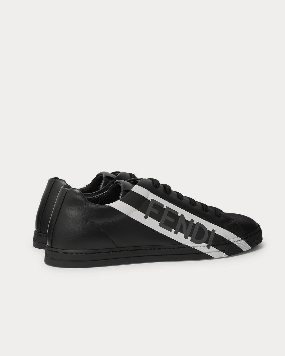 Baskets basses noires en cuir à imprimé logo Fendi – Image 3