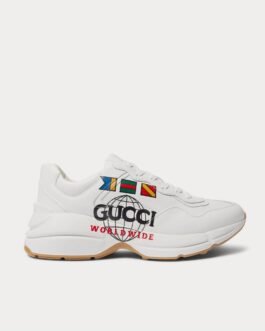 Baskets basses Gucci Rhyton en cuir blanc à imprimé logo