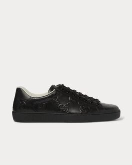 Baskets basses noires en cuir perforé avec logo Gucci Ace