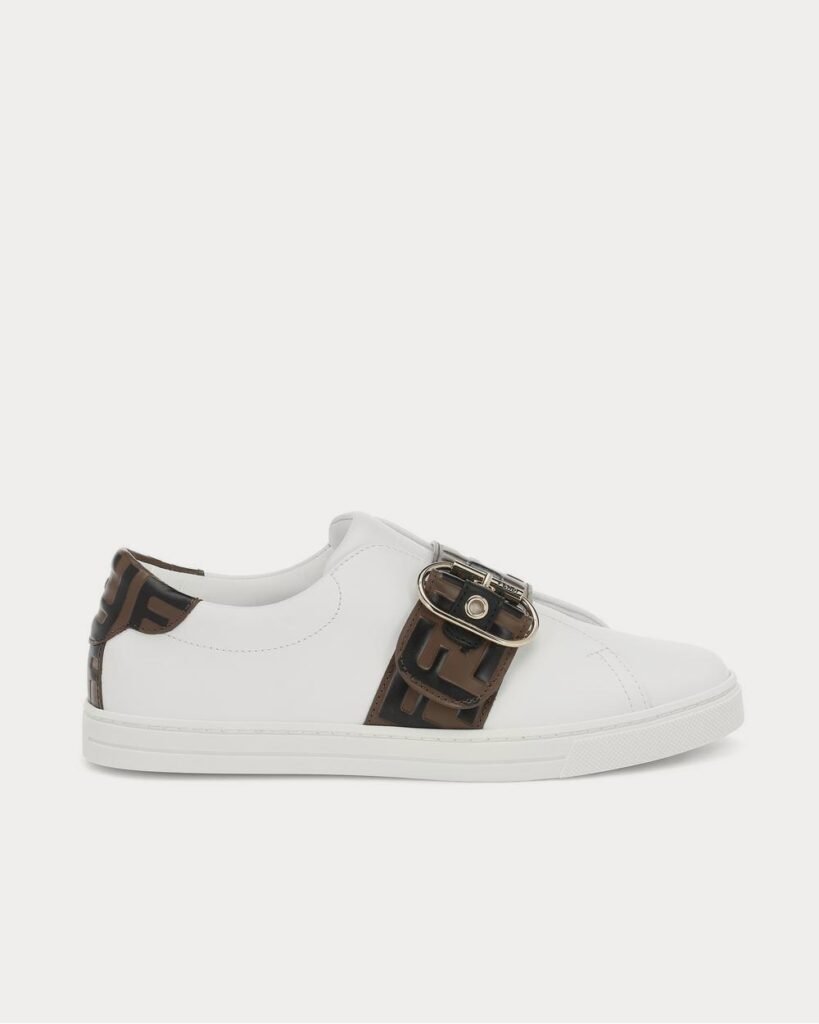 Baskets basses blanches en cuir Fendi