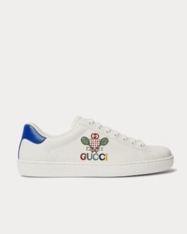 Baskets basses blanches en cuir brodées du logo Gucci New Ace