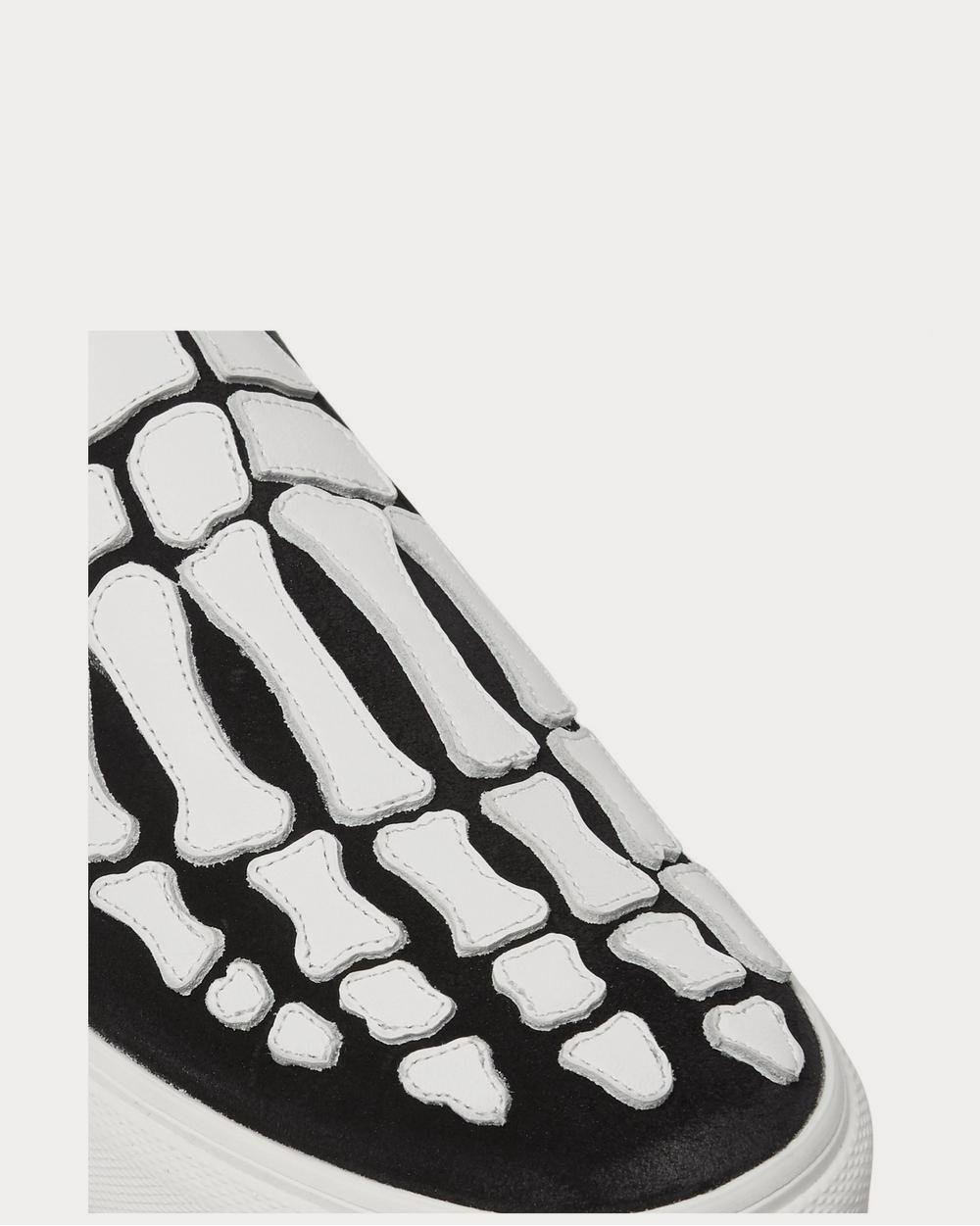 Baskets basses noires à enfiler en toile et daim avec applications en cuir Skel Toe – Image 5