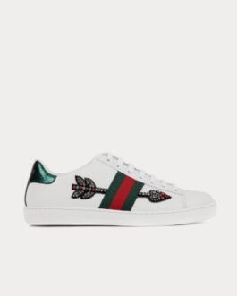 Baskets basses Gucci Ace en cuir orné Bianco