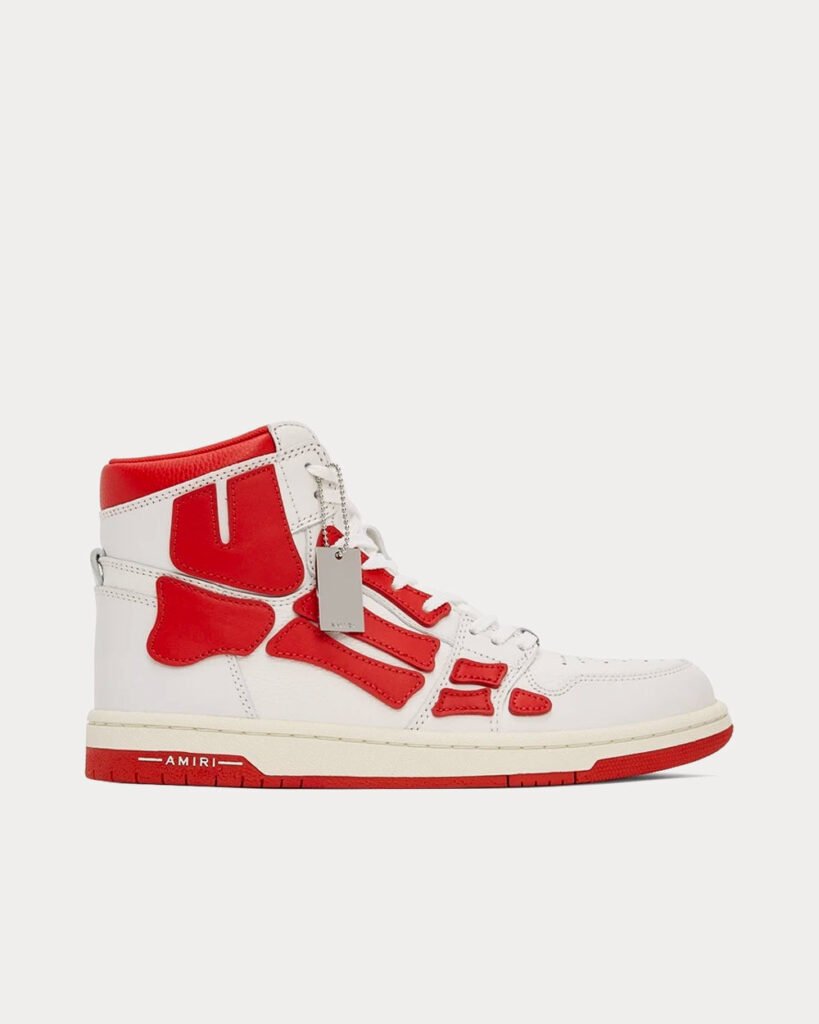 Baskets montantes Skel Top blanches/rouges