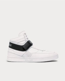 Baskets montantes Céline CT-03 en cuir de veau avec scratch, blanc optique/noir
