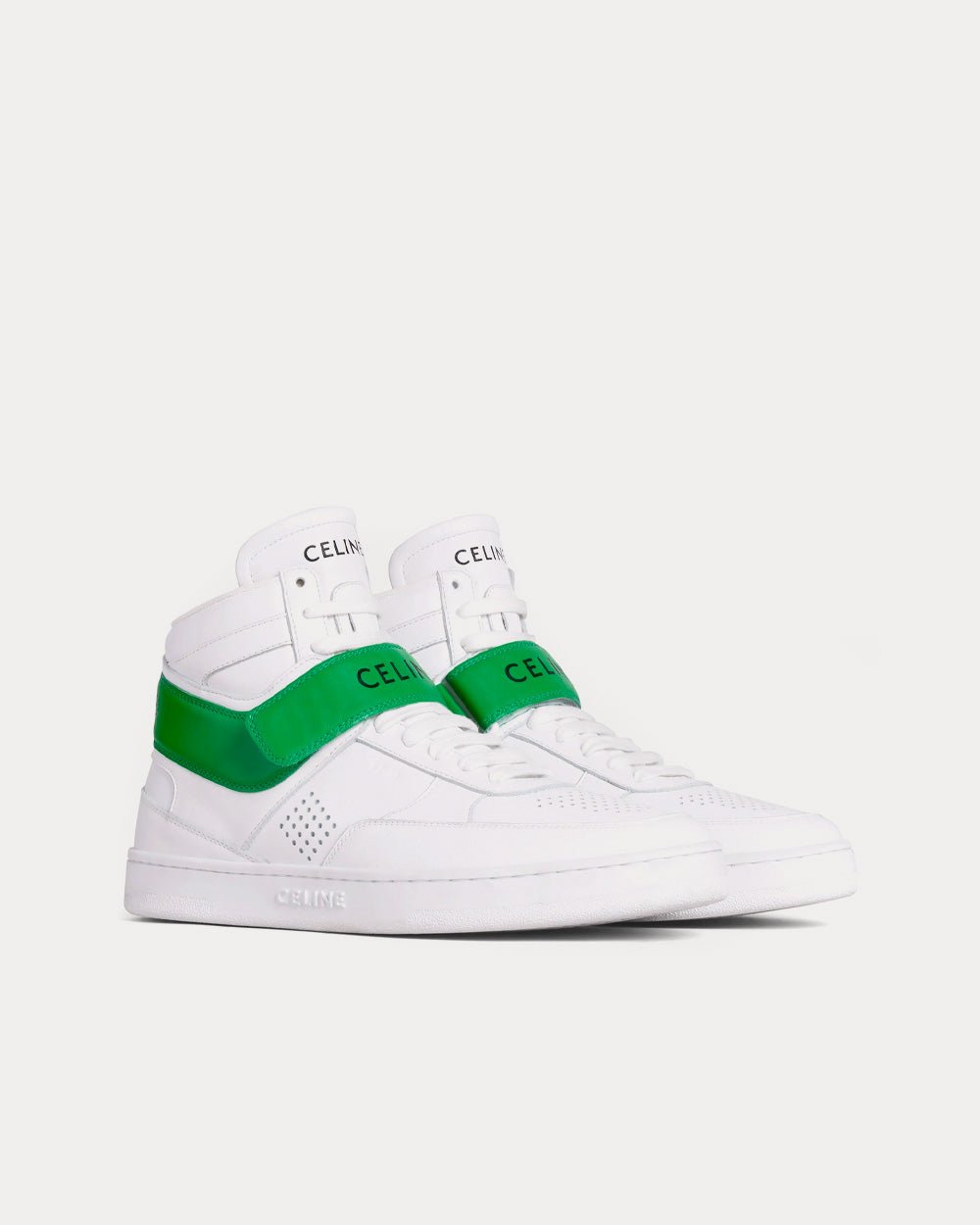 Baskets montantes Céline CT-03 en cuir de veau blanc optique / vert – Image 2