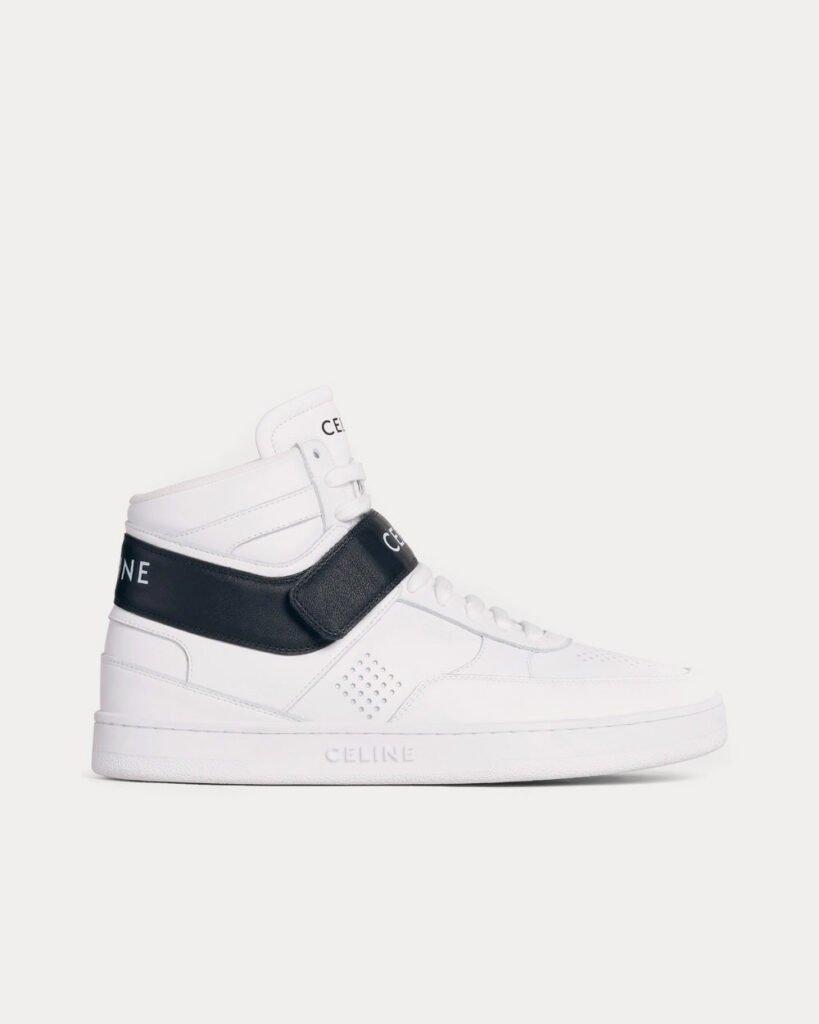 Baskets montantes Céline CT-03 en cuir de veau blanc optique / noir