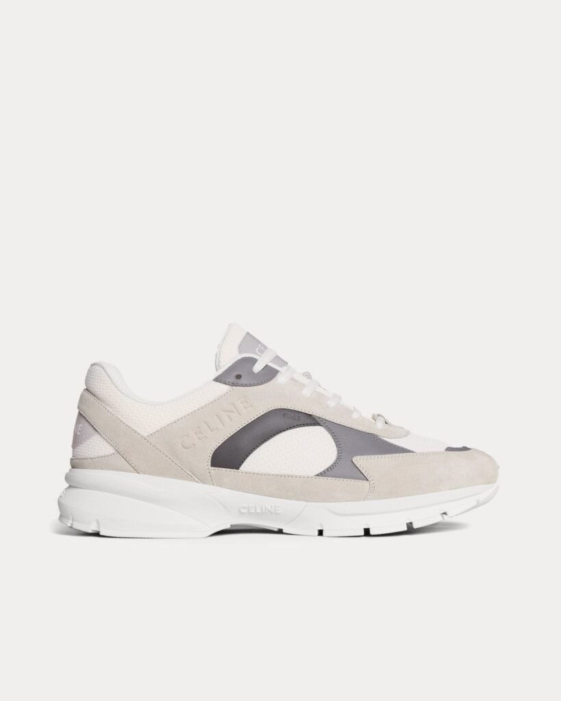 Baskets basses grises Celine CR-03 Runner en mesh, daim et cuir de veau