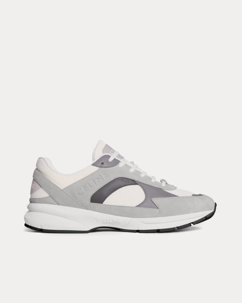 Baskets basses grises Celine CR-03 Runner en mesh, daim et cuir de veau