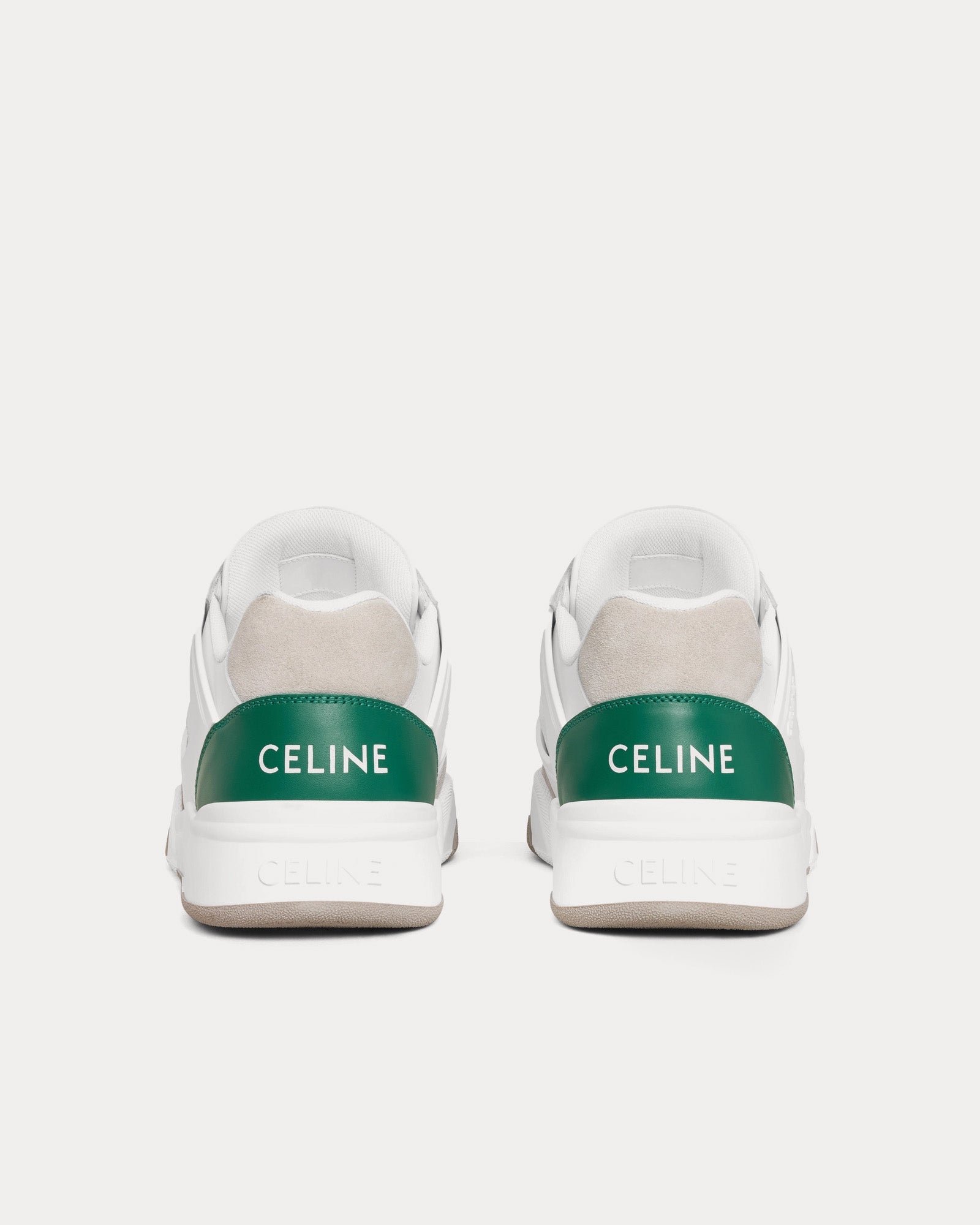Baskets basses Céline CT-07 en cuir de veau gris/blanc optique/vert – Image 3