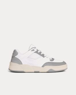 Baskets basses Céline CT-09 en cuir de veau et mesh blanc optique / gris / beige