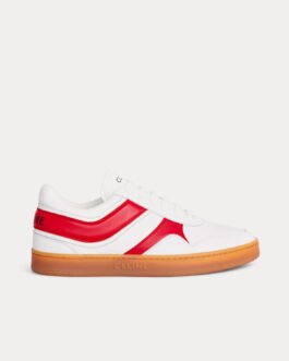 Baskets basses à lacets Céline blanc optique / rouge / beige