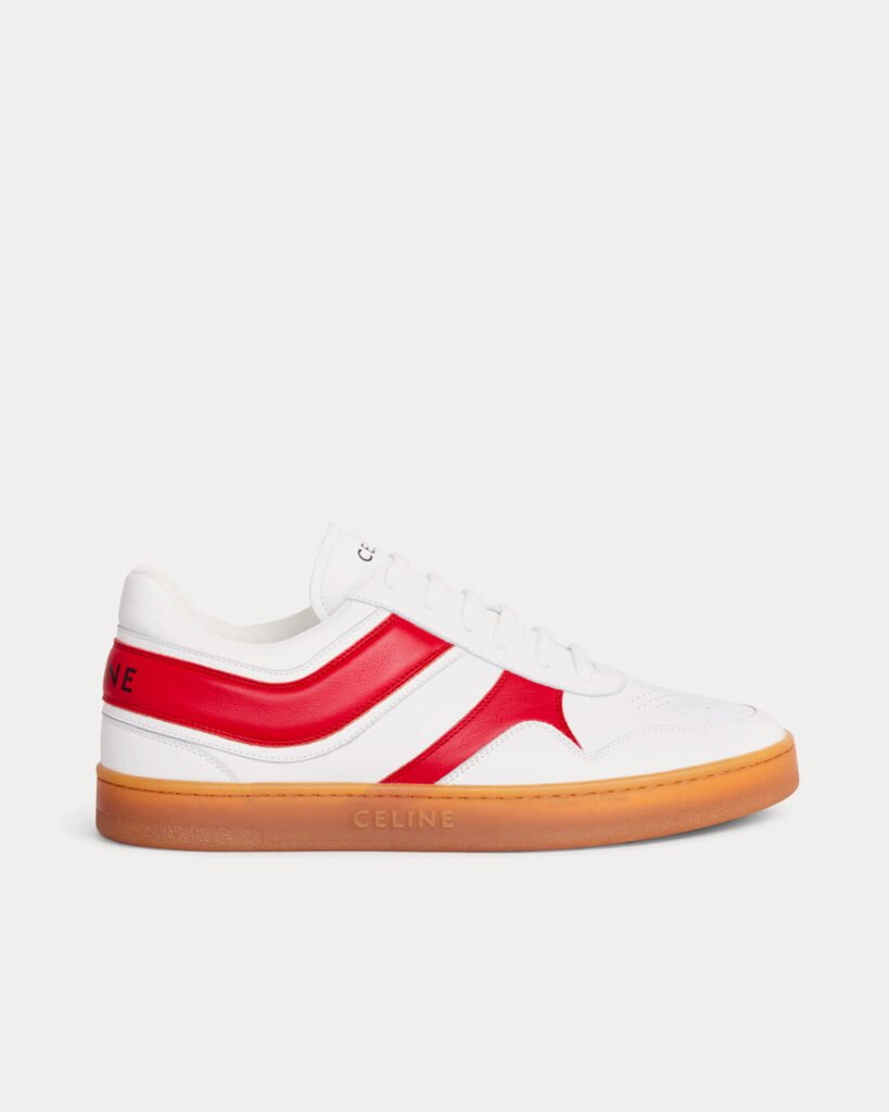 Baskets basses à lacets Céline blanc optique / rouge / beige