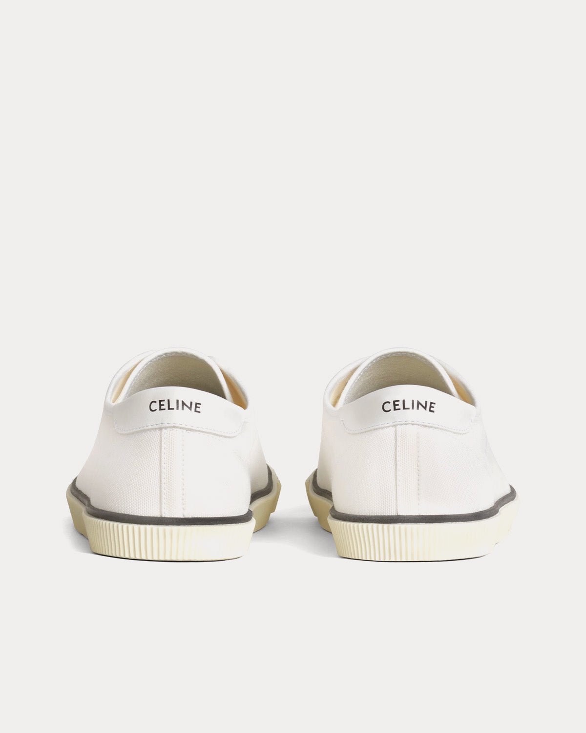 Baskets basses Céline en toile et cuir de veau blanc cassé à bouts ronds – Image 3