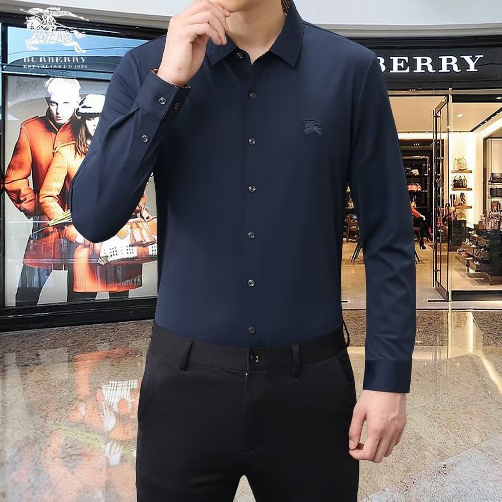 BURBERRY || Chemise ajustée en jersey de coton mélangé structuré