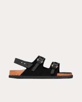 Sandales Dior x Birkenstock Milano en cuir de veau nubuck noir