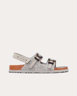 Sandales Dior x Birkenstock Milano Dior grises en laine feutrée et cuir de veau nubuck