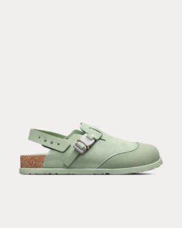 Mules Dior x Birkenstock Tokio en cuir de veau nubuck vert pastel