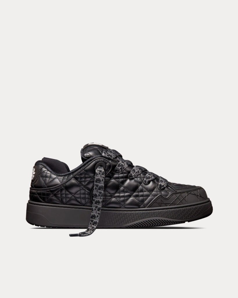 Baskets basses Dior x ERL B9S Skater en cuir de veau noir matelassé Cannage, édition limitée et numérotée