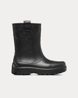Bottes de pluie Dior Garden en caoutchouc noir avec motif Dior Oblique