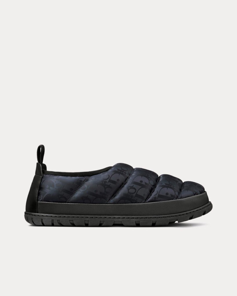 Chaussons Dior Snow matelassés en tissu technique Dior Oblique Mirage noirs