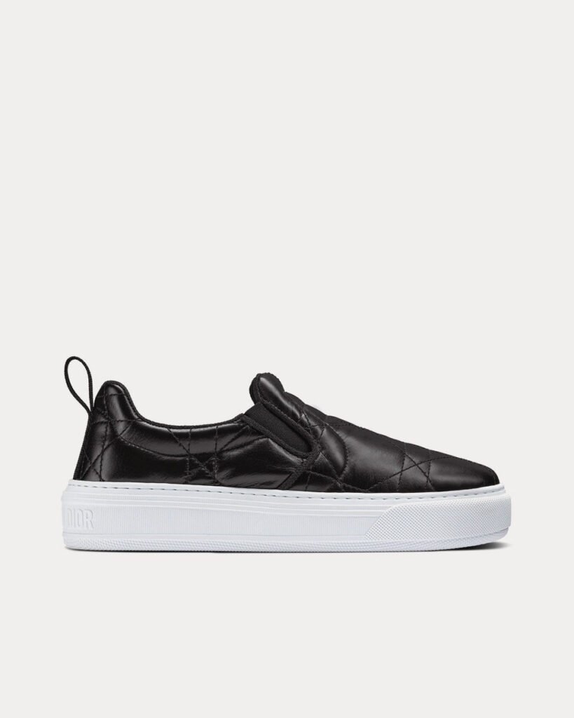 Baskets Dior Solar noires matelassées en cuir de veau Cannage