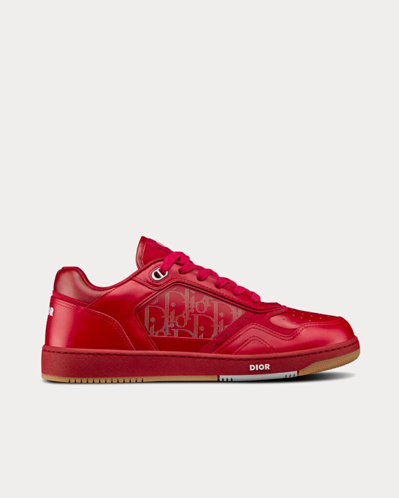 Baskets basses Dior World Tour B27 en cuir Dior Oblique Galaxy rouge
