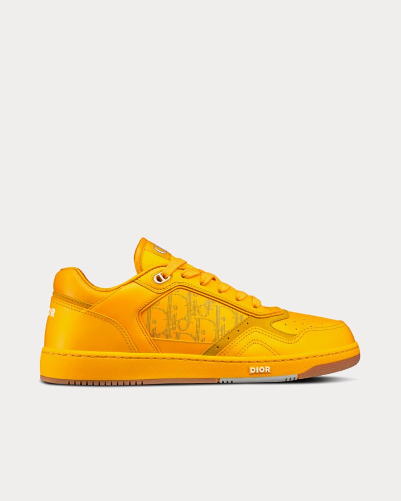 Baskets basses Dior World Tour B27 jaunes en cuir Dior Oblique Galaxy