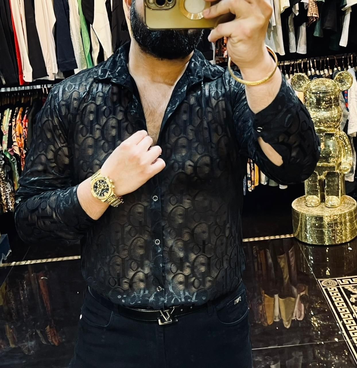 Chemises transparentes de créateur pour hommes