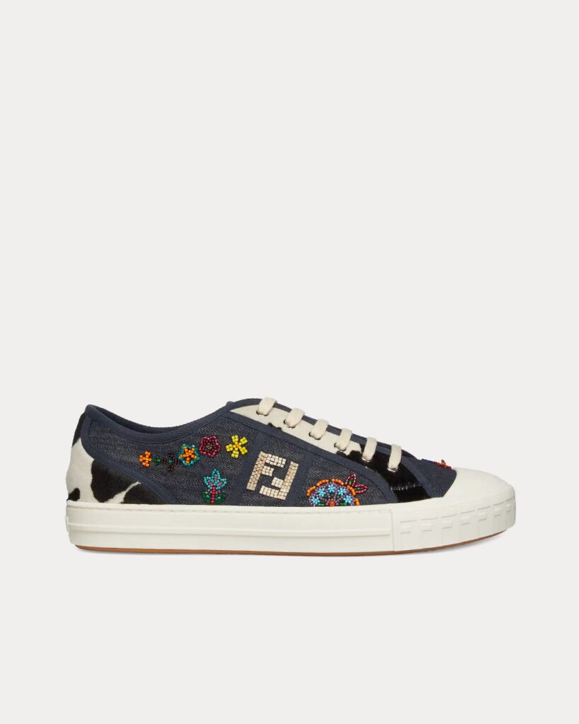 Baskets basses Fendi Domino Denim bleues
