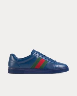 Baskets basses en cuir bleu Gucci Ace avec bande Web