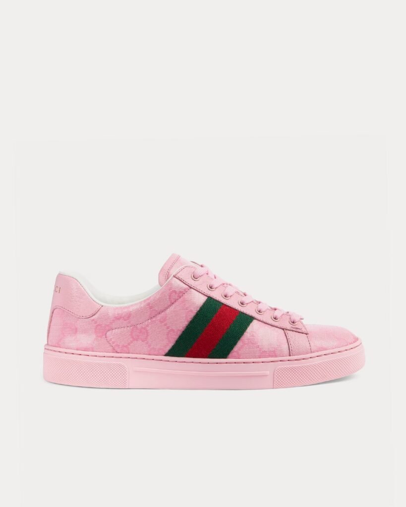 Baskets basses Gucci Ace GG Crystal toile roses