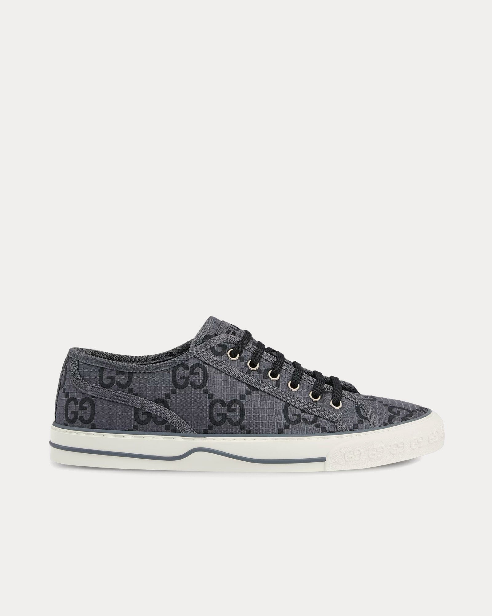 Baskets basses Gucci Tennis 1977 GG en polyester recyclé gris foncé/noir