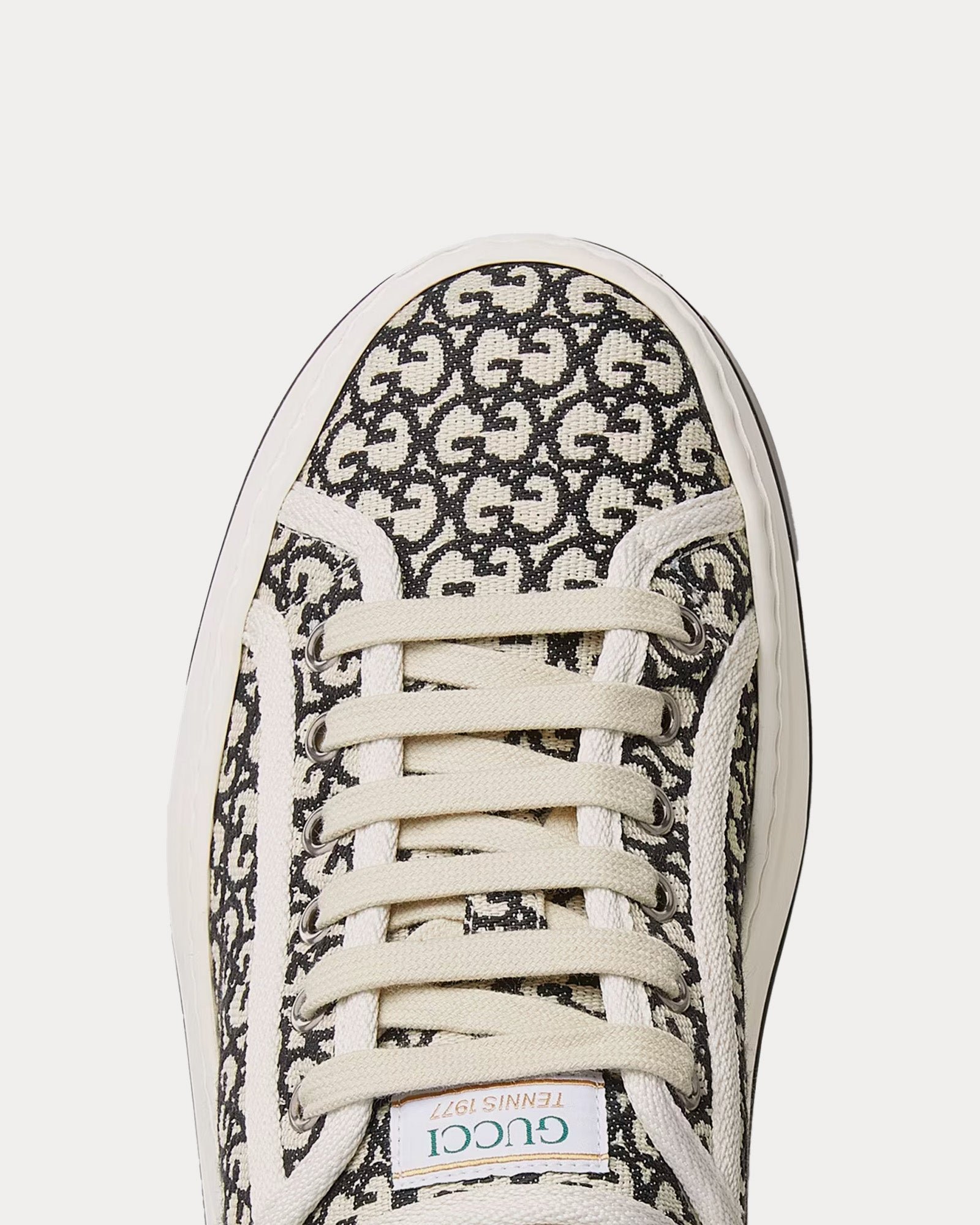 Baskets basses Gucci Tennis 1977 en toile GG Jacquard ivoire/noir – Image 5