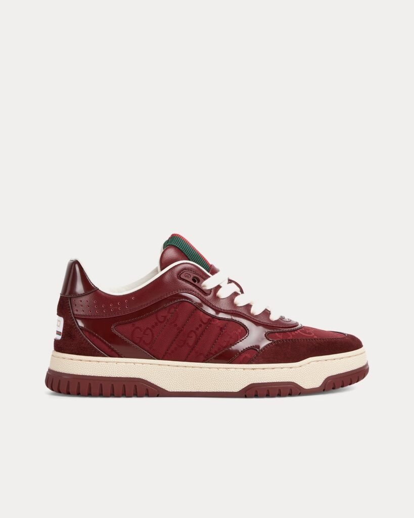 Baskets basses rouges Gucci Re-Web avec toile GG Rosso Ancora