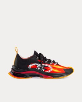 Baskets basses Gucci Run Flame Print noires/orange