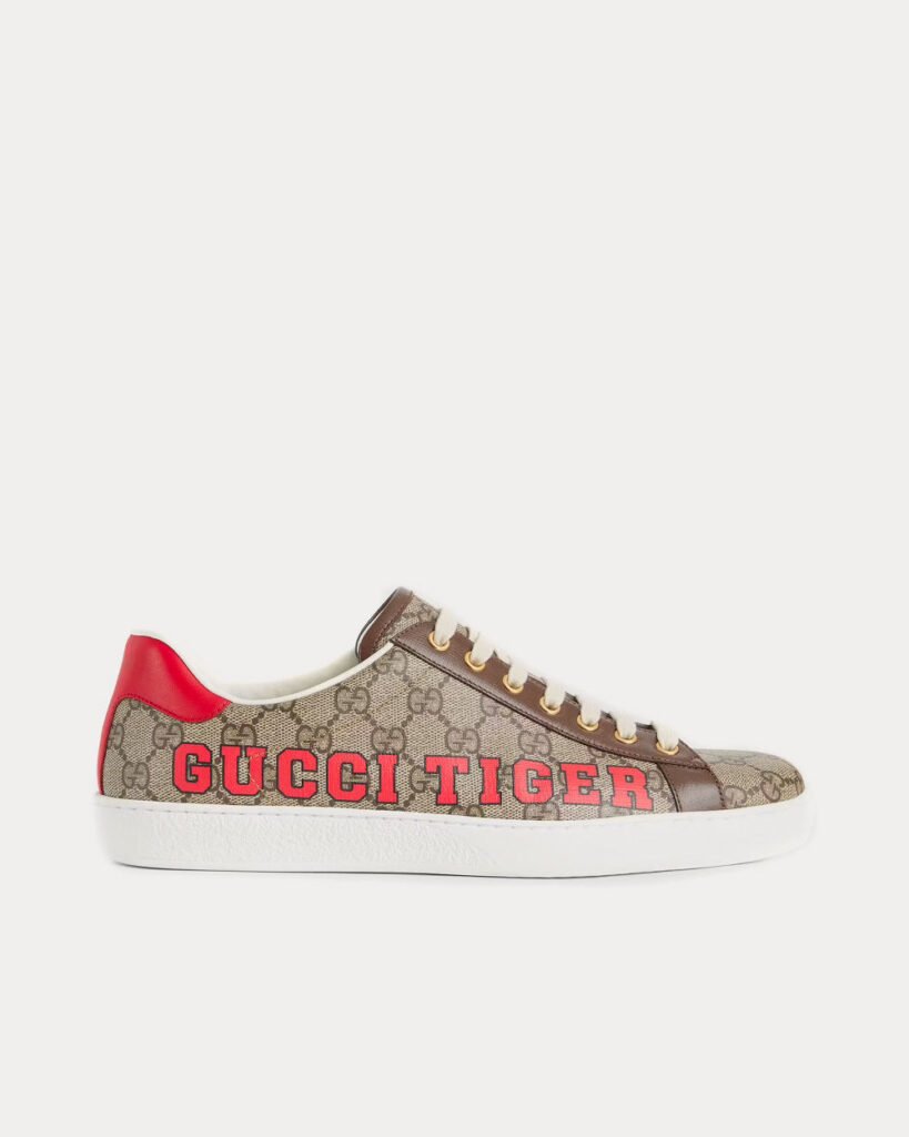 Baskets basses Gucci Tiger Ace beiges et ébène GG Supreme