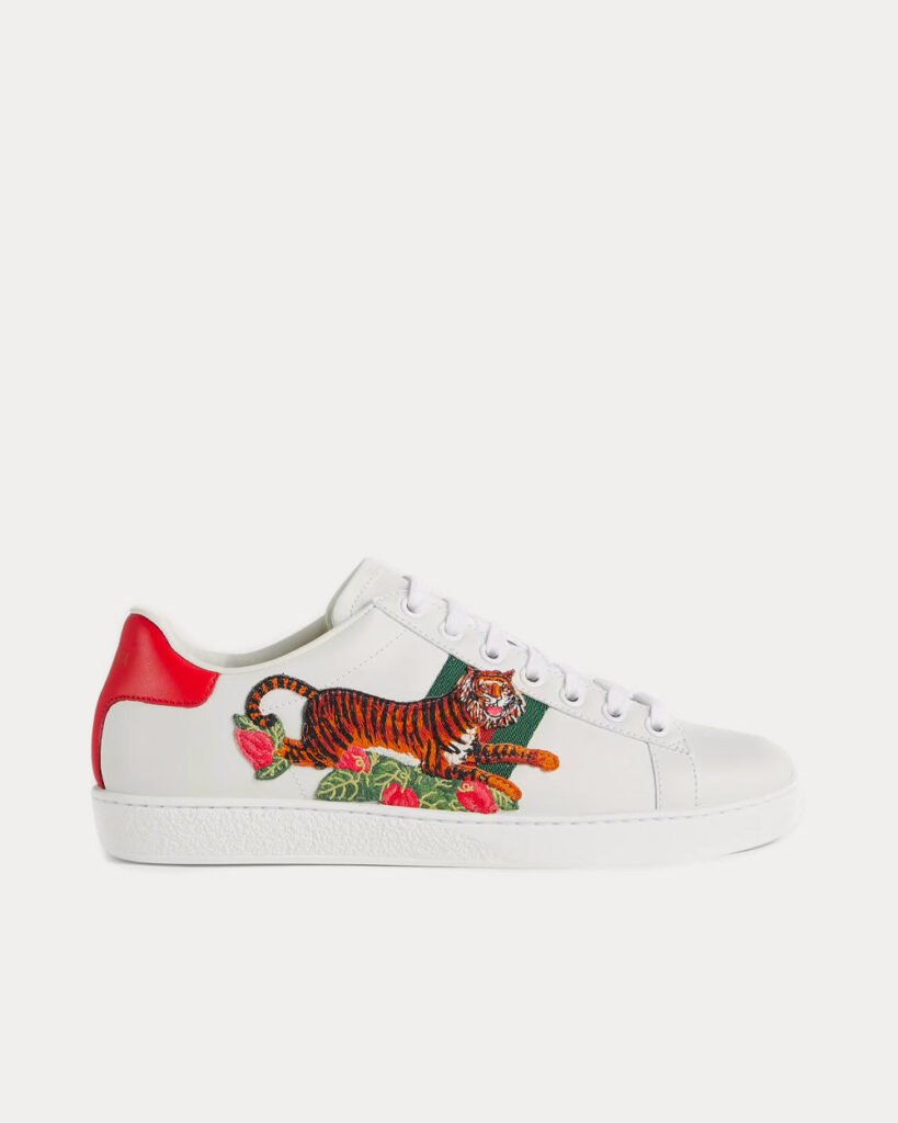 Baskets basses blanches en cuir Gucci Tiger Ace