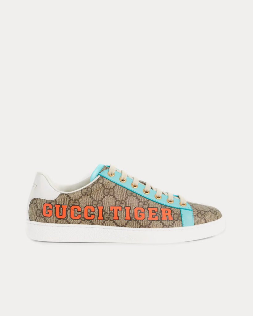 Baskets basses Gucci Tiger Ace beiges/ébène GG Supreme