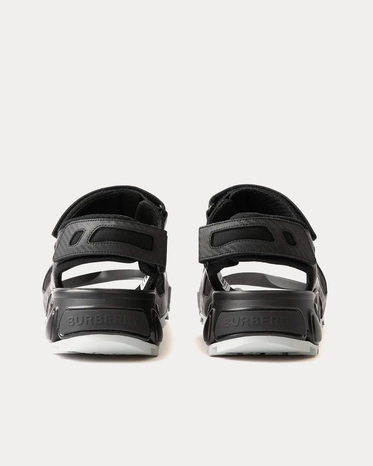 Sandales noires en cuir et nylon à imprimé logo Burberry Arthur – Image 2