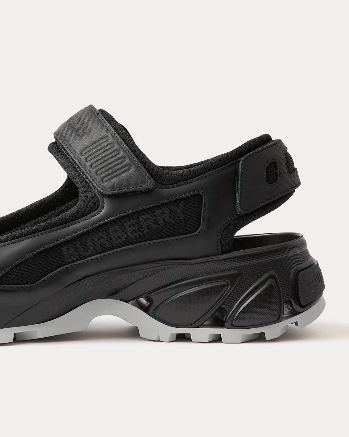 Sandales noires en cuir et nylon à imprimé logo Burberry Arthur – Image 3