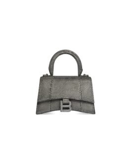 Balenciaga Sac À Main Hourglass Xs Avec Strass pour Femme en Gris