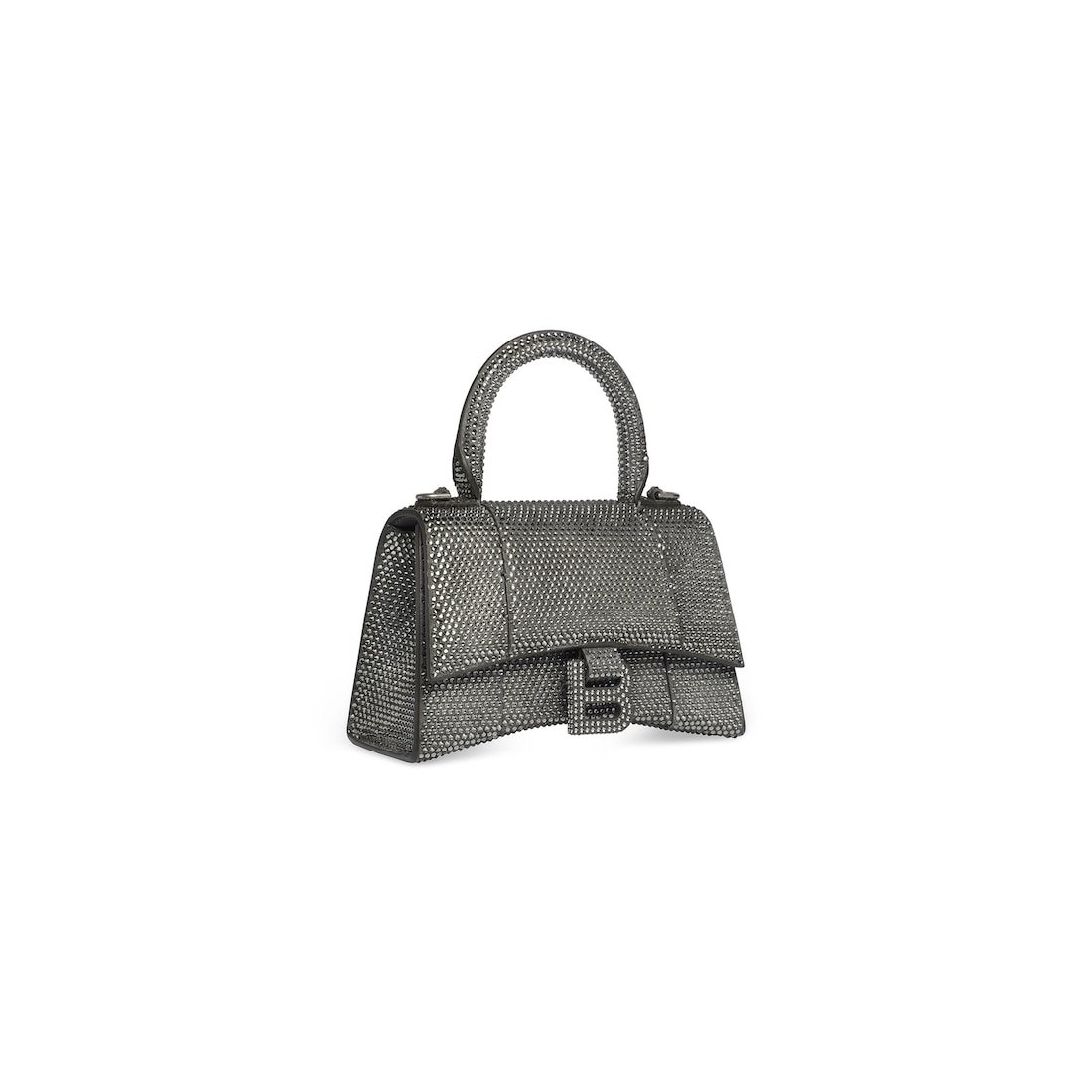 Balenciaga Sac À Main Hourglass Xs Avec Strass pour Femme en Gris